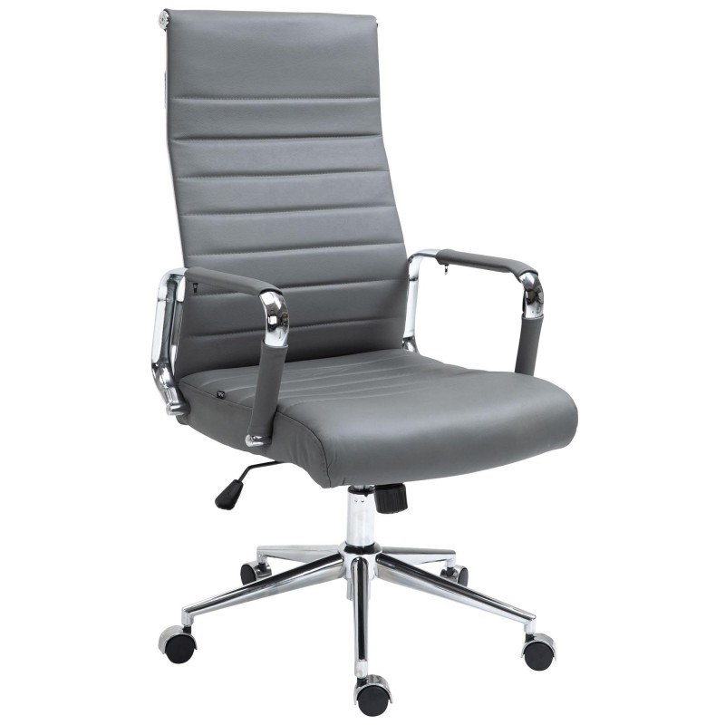 Silla de Oficina KOLMU PIEL REAL, base de metal, negro