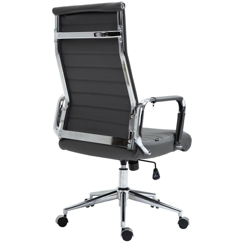 Silla de Oficina KOLMU PIEL REAL, base de metal, negro