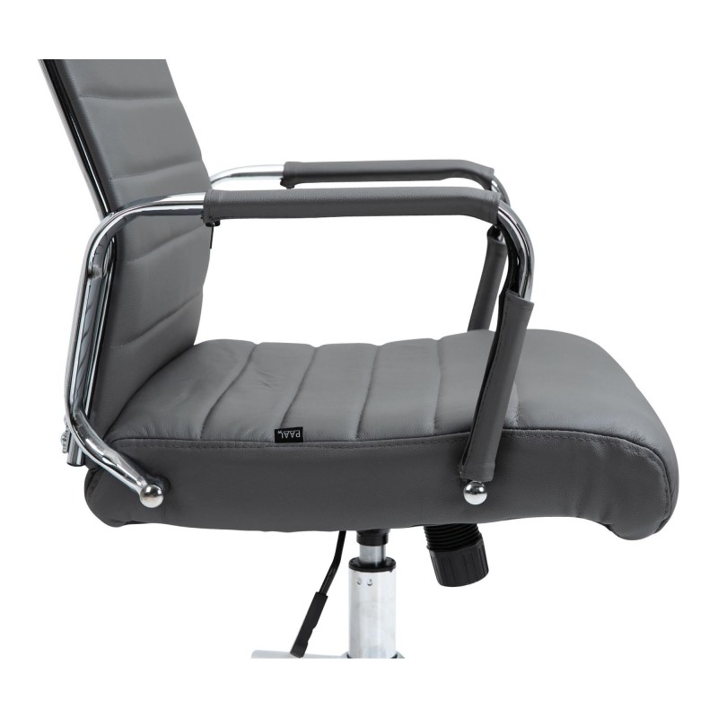 Silla de Oficina KOLMU PIEL REAL, base de metal, negro