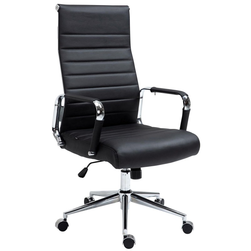 Silla de Oficina KOLMU PIEL REAL, base de metal, negro