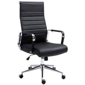 Silla de Oficina KOLMU PIEL REAL, base de metal, negro
