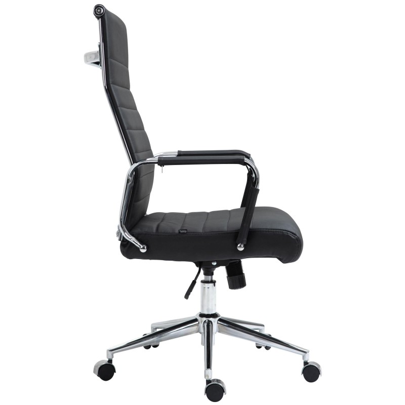 Silla de Oficina KOLMU PIEL REAL, base de metal, negro