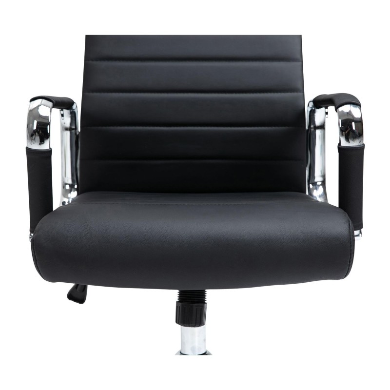 Silla de Oficina KOLMU PIEL REAL, base de metal, negro
