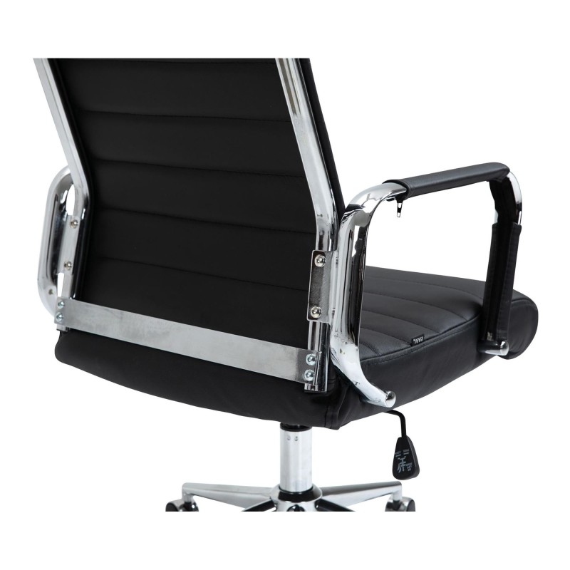 Silla de Oficina KOLMU PIEL REAL, base de metal, negro