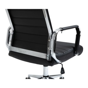 Silla de Oficina KOLMU PIEL REAL, base de metal, negro