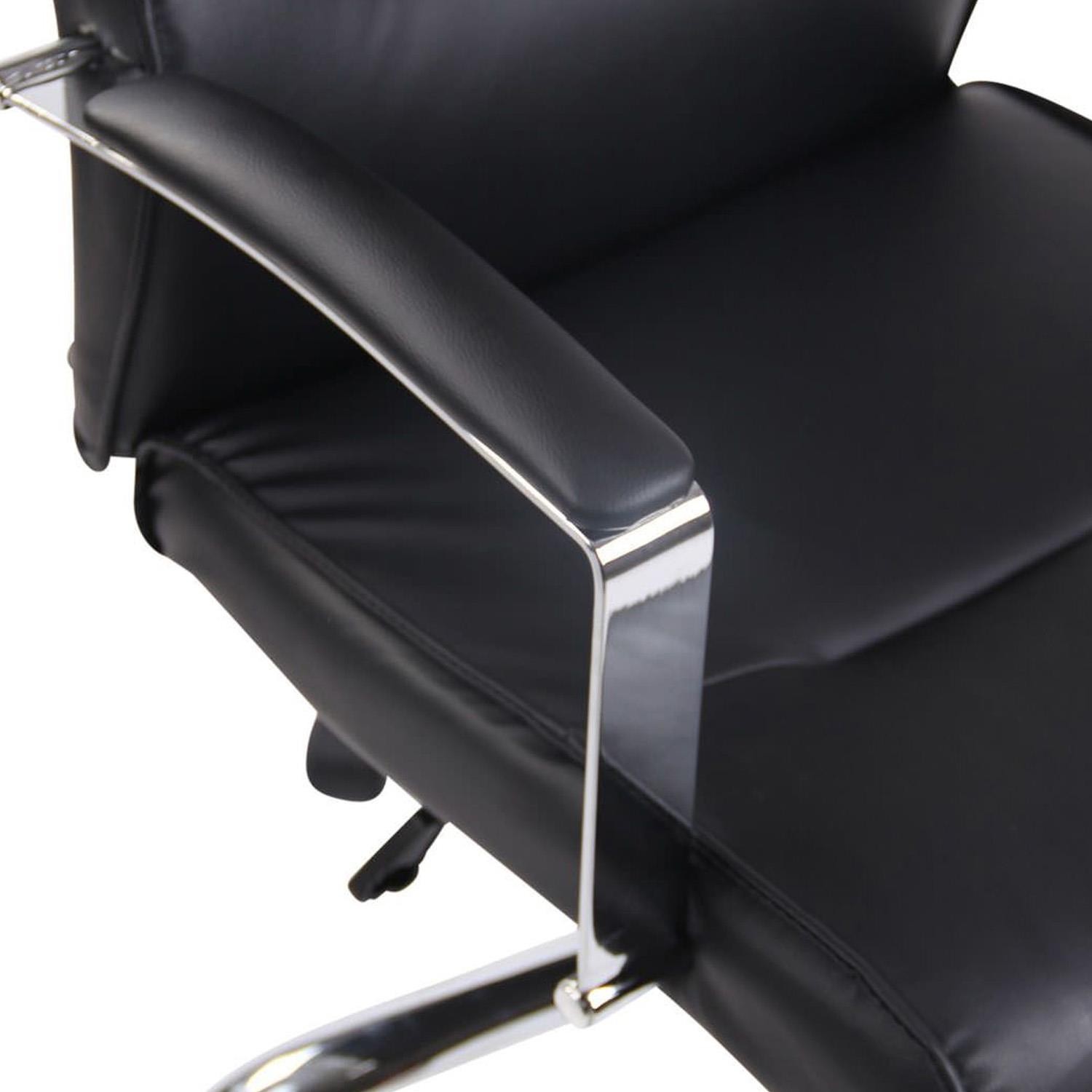 Silla de Oficina PONTIAC PIEL, Grueso Acolchado, Base Metálica, color Negro