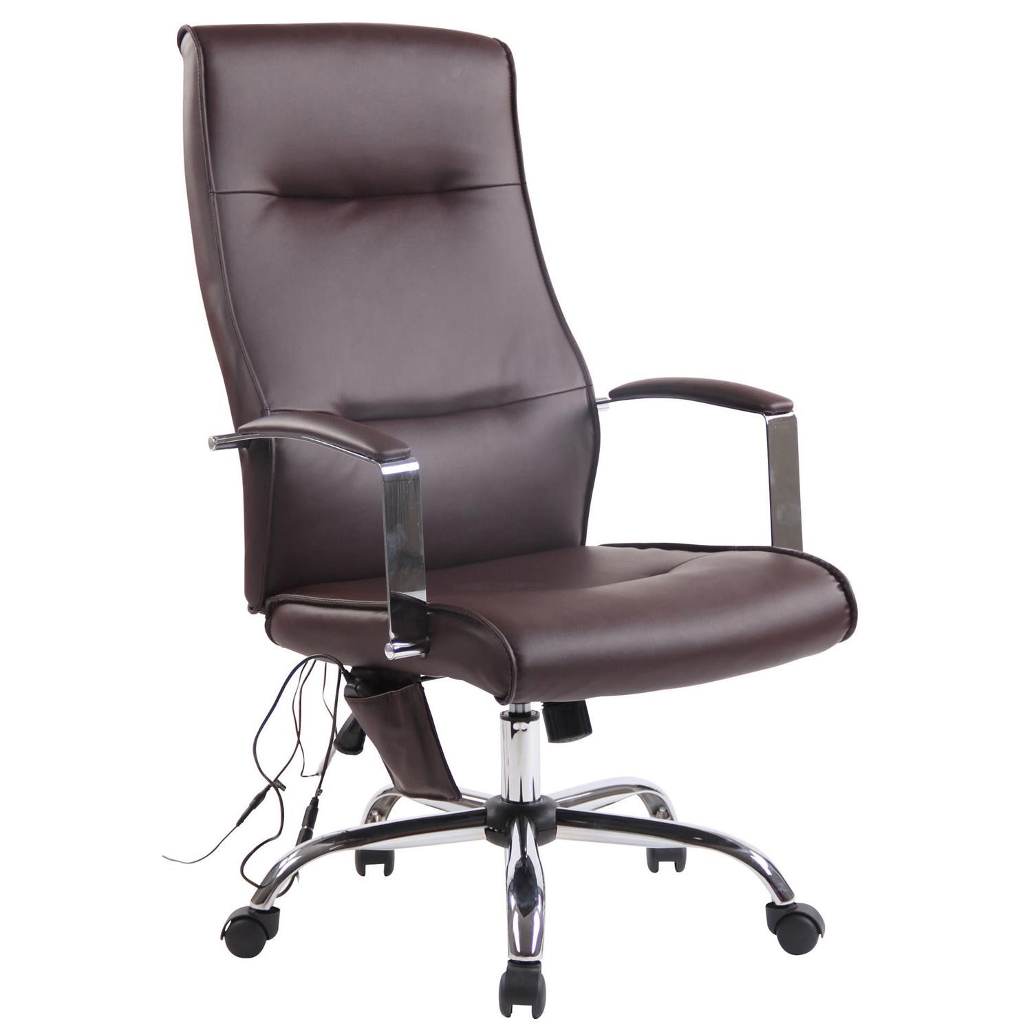 Silla de Oficina PONTIAC MASAJE PIEL, Grueso Acolchado, Base Metálica, color Negro