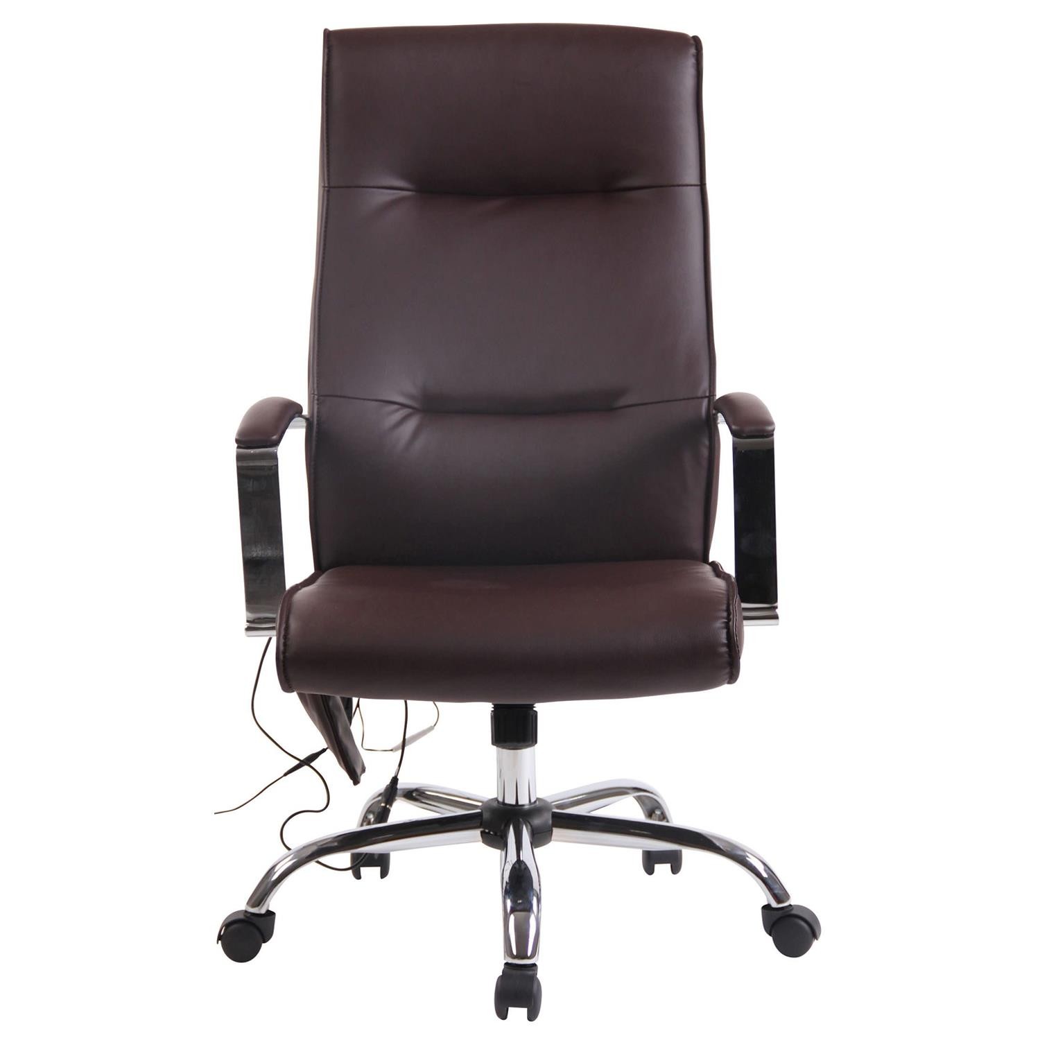 Silla de Oficina PONTIAC MASAJE PIEL, Grueso Acolchado, Base Metálica, color Negro