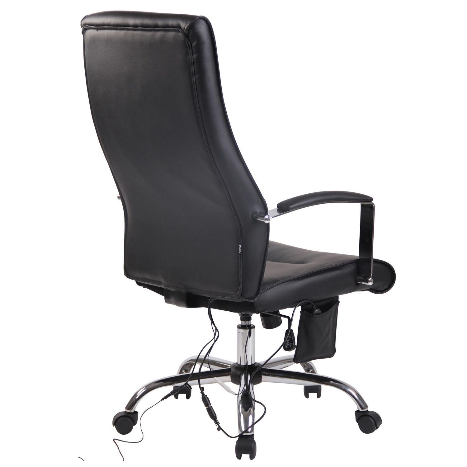 Silla de Oficina PONTIAC MASAJE PIEL, Grueso Acolchado, Base Metálica, color Negro