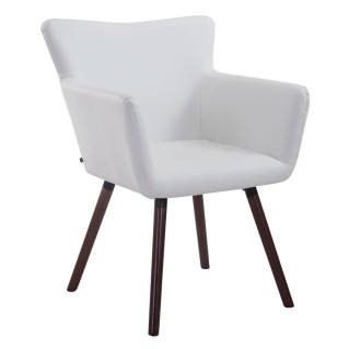 Silla de Confidente NIAGARA, Patas Nogal, Piel Blanca