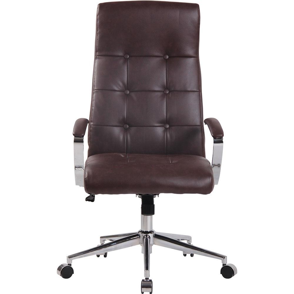 Sillón de Oficina VIRGINIA PIEL, Grueso Acolchado, Base Metálica, color Negro