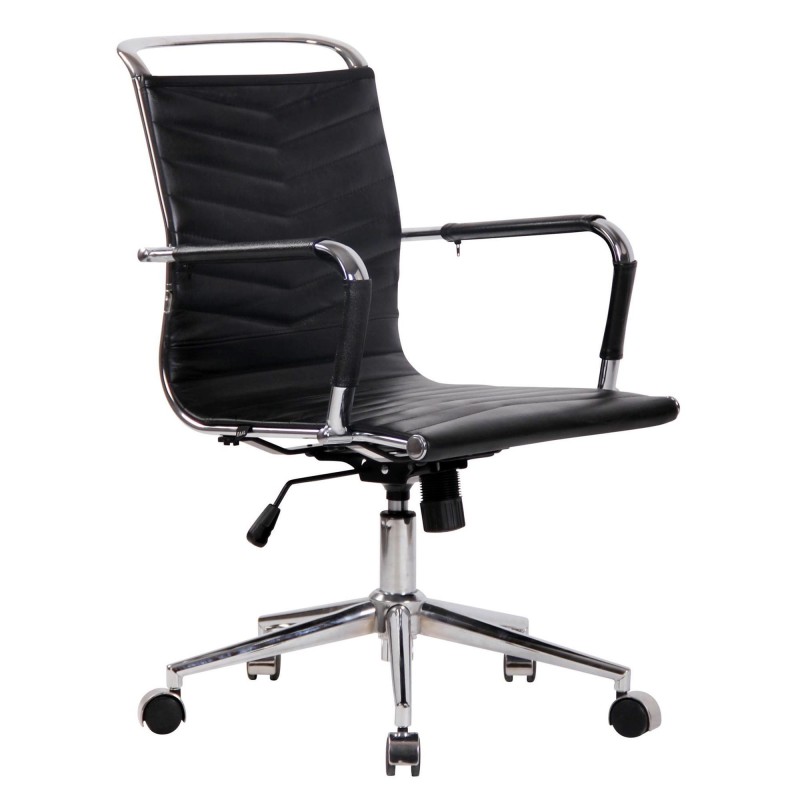 Silla de Oficina SIGRID en Piel Auténtica Negra