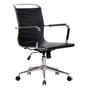Silla de Oficina SIGRID en Piel Auténtica Negra