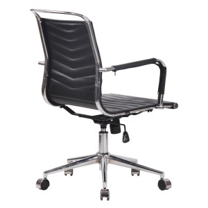 Silla de Oficina SIGRID en Piel Auténtica Negra