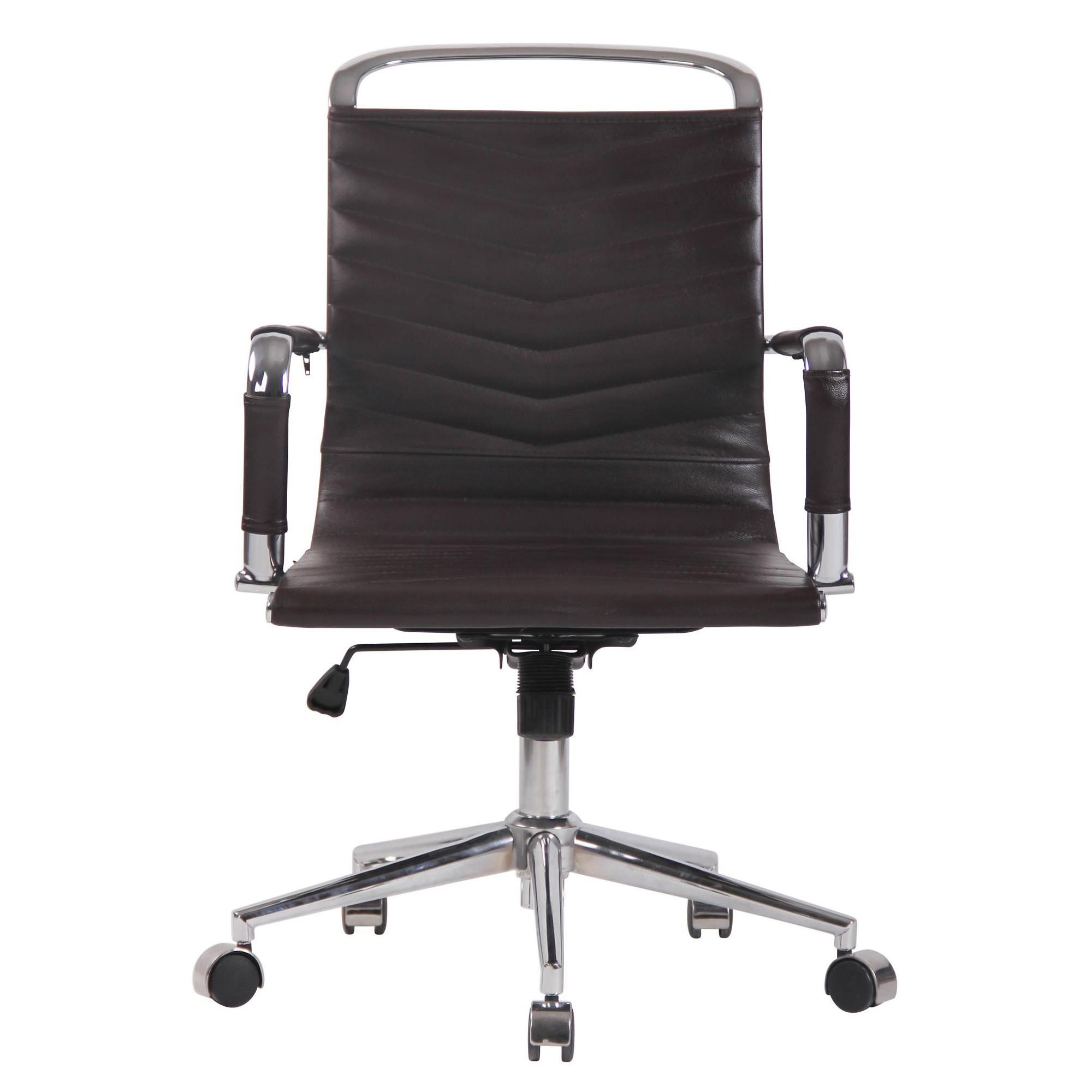 Silla de Oficina SIGRID PIEL REAL, Diseño con Elegantes Costuras, Color Negro