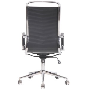 Silla de Oficina SIGRID PIEL REAL, Respaldo Alto, color Negro