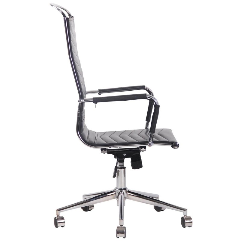 Silla de Oficina SIGRID PIEL REAL, Respaldo Alto, color Negro