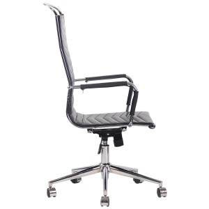 Silla de Oficina SIGRID PIEL REAL, Respaldo Alto, color Negro