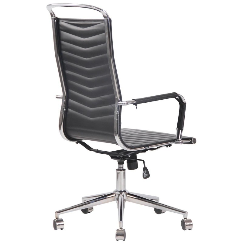 Silla de Oficina SIGRID PIEL REAL, Respaldo Alto, color Negro