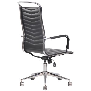 Silla de Oficina SIGRID PIEL REAL, Respaldo Alto, color Negro