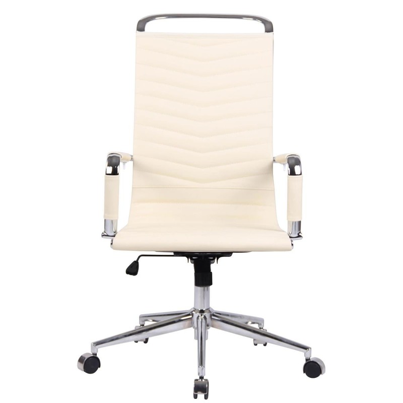 Silla de Oficina SIGRID PIEL REAL, Respaldo Alto, color Negro