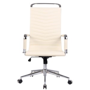 Silla de Oficina SIGRID PIEL REAL, Respaldo Alto, color Negro