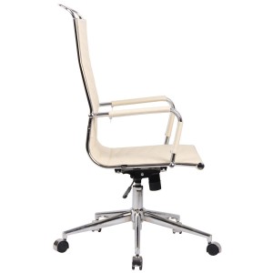 Silla de Oficina SIGRID PIEL REAL, Respaldo Alto, color Negro