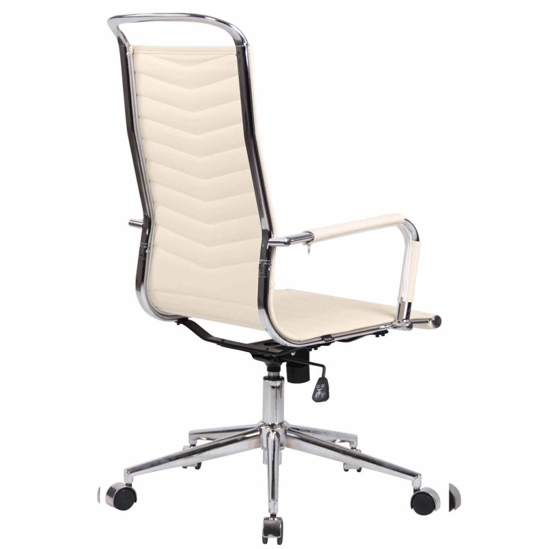 Silla de Oficina SIGRID PIEL REAL, Respaldo Alto, color Negro