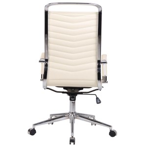 Silla de Oficina SIGRID PIEL REAL, Respaldo Alto, color Negro