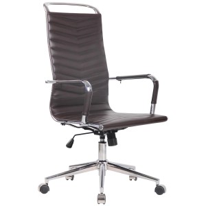 Silla de Oficina SIGRID PIEL REAL, Respaldo Alto, color Negro
