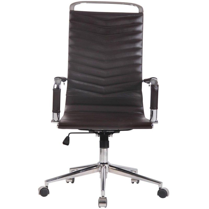 Silla de Oficina SIGRID PIEL REAL, Respaldo Alto, color Negro