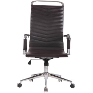 Silla de Oficina SIGRID PIEL REAL, Respaldo Alto, color Negro