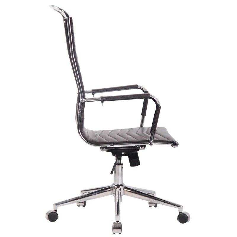 Silla de Oficina SIGRID PIEL REAL, Respaldo Alto, color Negro