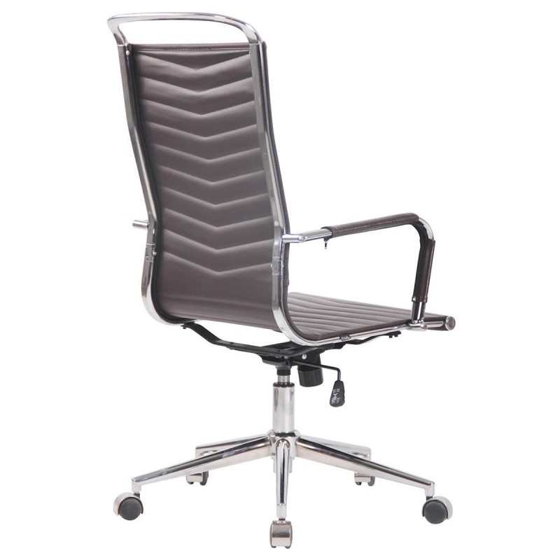 Silla de Oficina SIGRID PIEL REAL, Respaldo Alto, color Negro