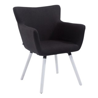 Silla de Confidente NIAGARA TELA, Patas Blancas, Negro