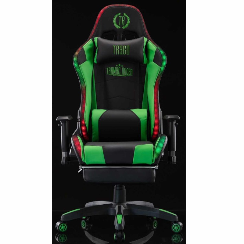 Silla Gaming TURBO LED PIEL, en Negro
