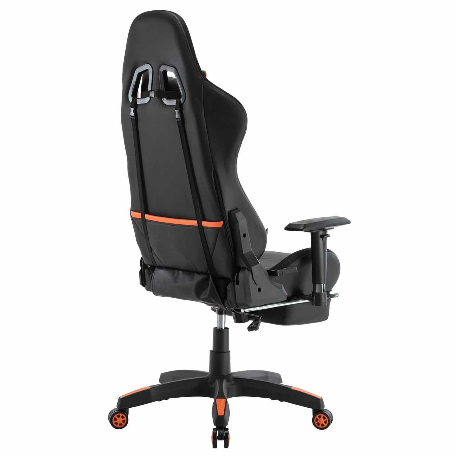 Silla Gaming TURBO LED PIEL, Respaldo Reclinable, Reposapiés, Cojines Lumbar y Cervical, en Negro