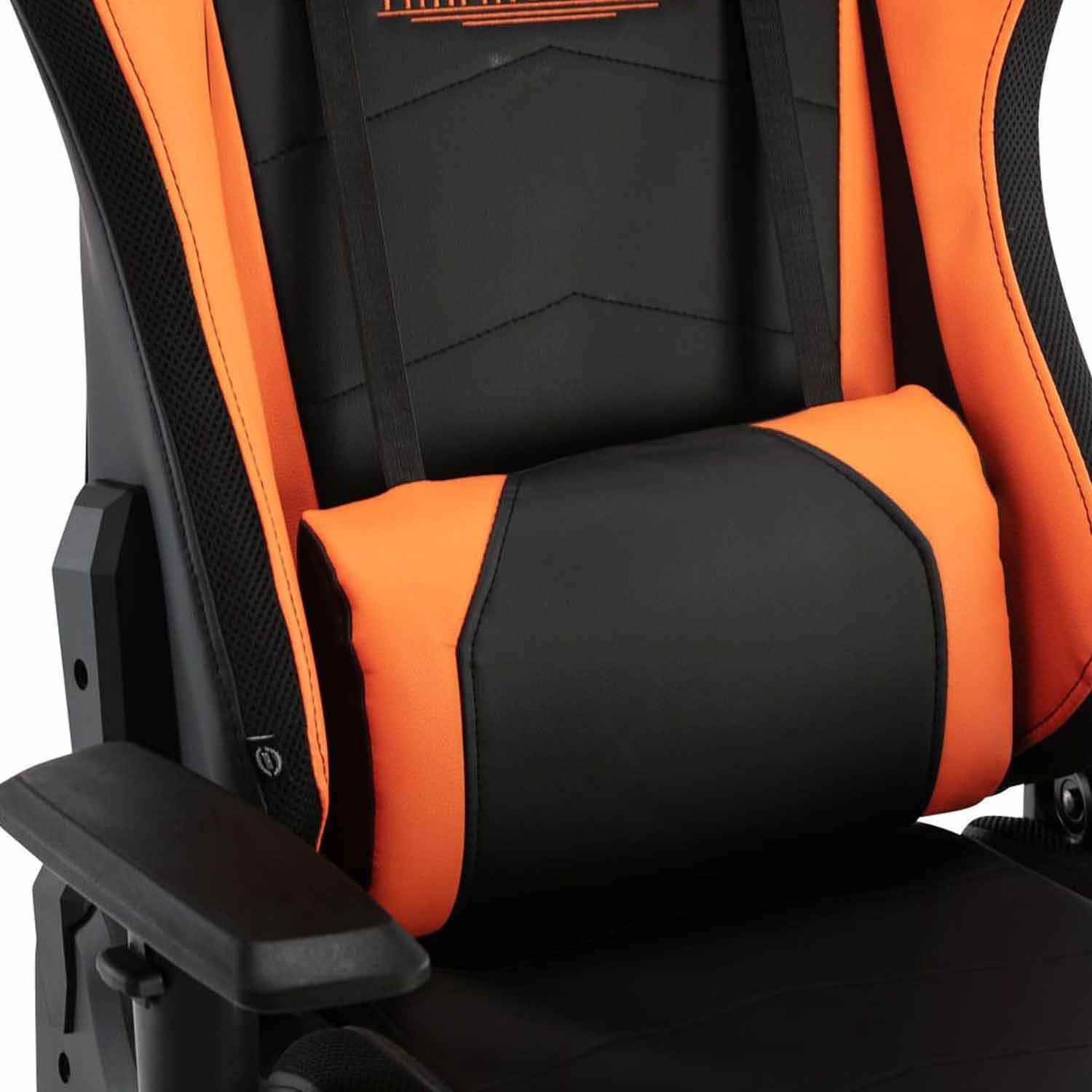 Silla Gaming TURBO LED PIEL, Respaldo Reclinable, Reposapiés, Cojines Lumbar y Cervical, en Negro