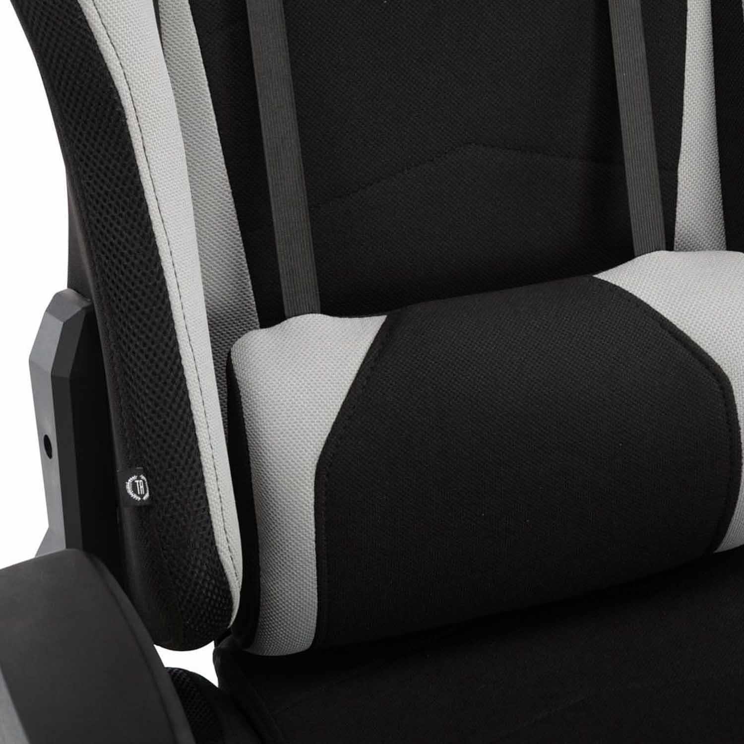 Silla Gaming TURBO LED TELA, Respaldo Reclinable, Reposapiés, Cojines Lumbar y Cervical, en Negro