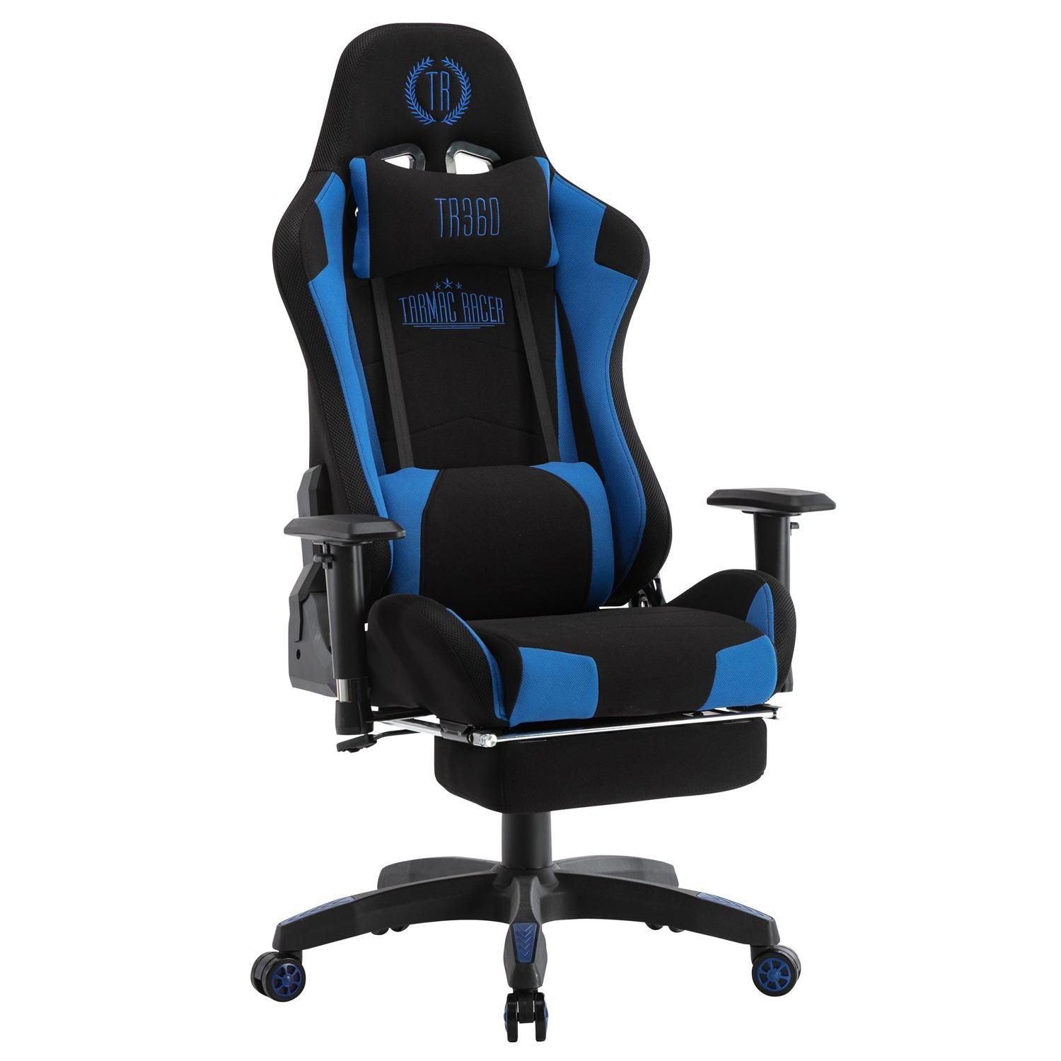 Silla Gaming TURBO LED TELA, Respaldo Reclinable, Reposapiés, Cojines Lumbar y Cervical, en Negro
