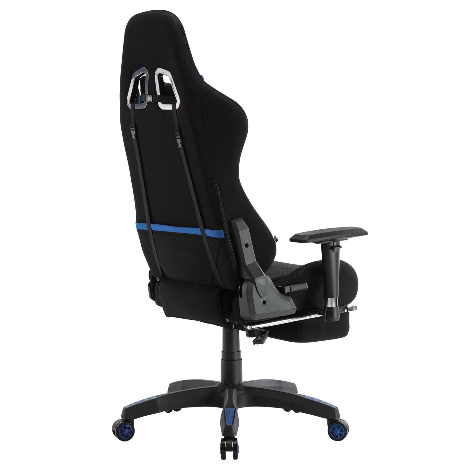 Silla Gaming TURBO LED TELA, Respaldo Reclinable, Reposapiés, Cojines Lumbar y Cervical, en Negro