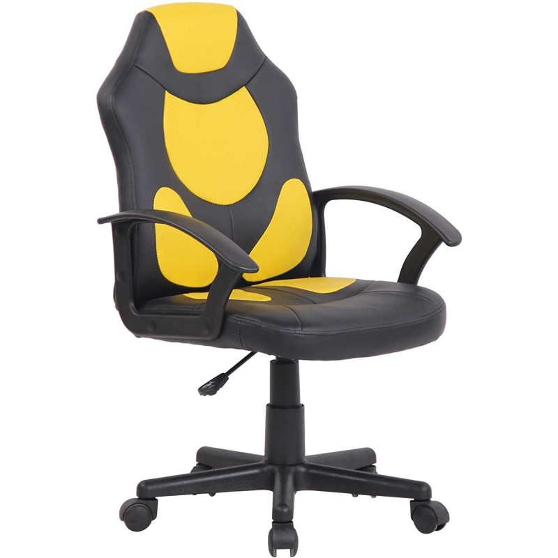 Silla Gaming Infantil ADELE, En Piel Negro y Amarillo