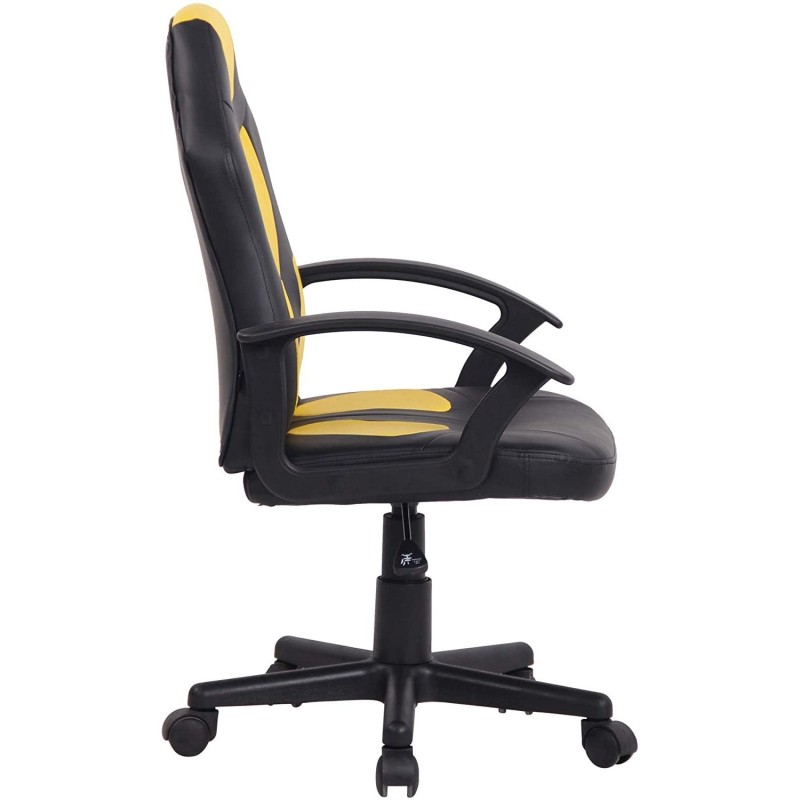 Silla Gaming Infantil ADELE, En Piel Negro y Amarillo
