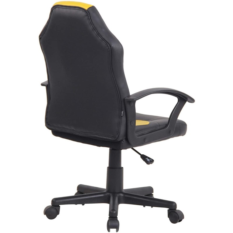 Silla Gaming Infantil ADELE, En Piel Negro y Amarillo