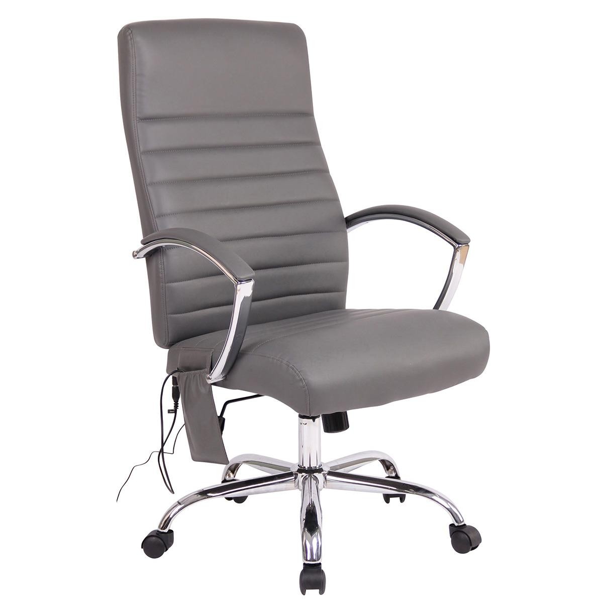Silla de Oficina VALANTY MASAJE, Grueso Acolchado, Base Metálica, en Piel color Negro