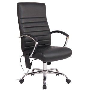 Silla de oficina VALANTY MASAJE, grueso acolchado, en piel color negro