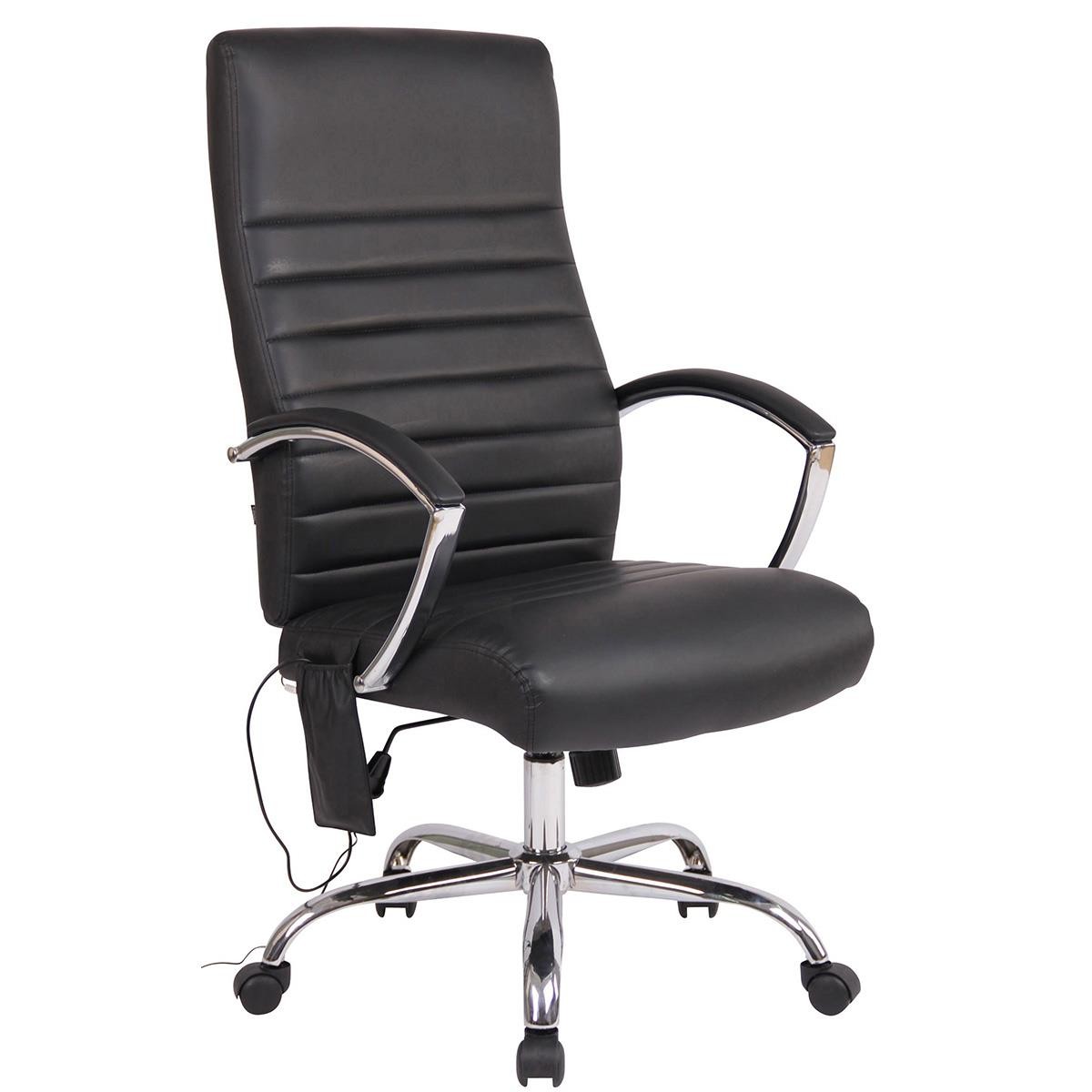 Silla de Oficina VALANTY MASAJE, Grueso Acolchado, Base Metálica, en Piel color Negro