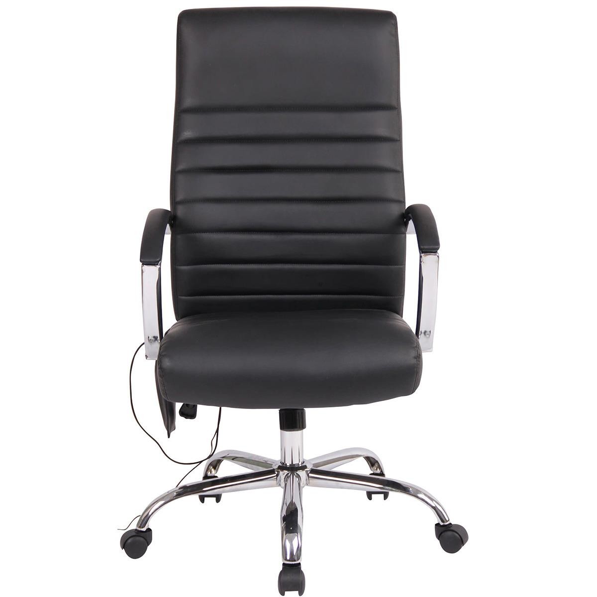 Silla de Oficina VALANTY MASAJE, Grueso Acolchado, Base Metálica, en Piel color Negro