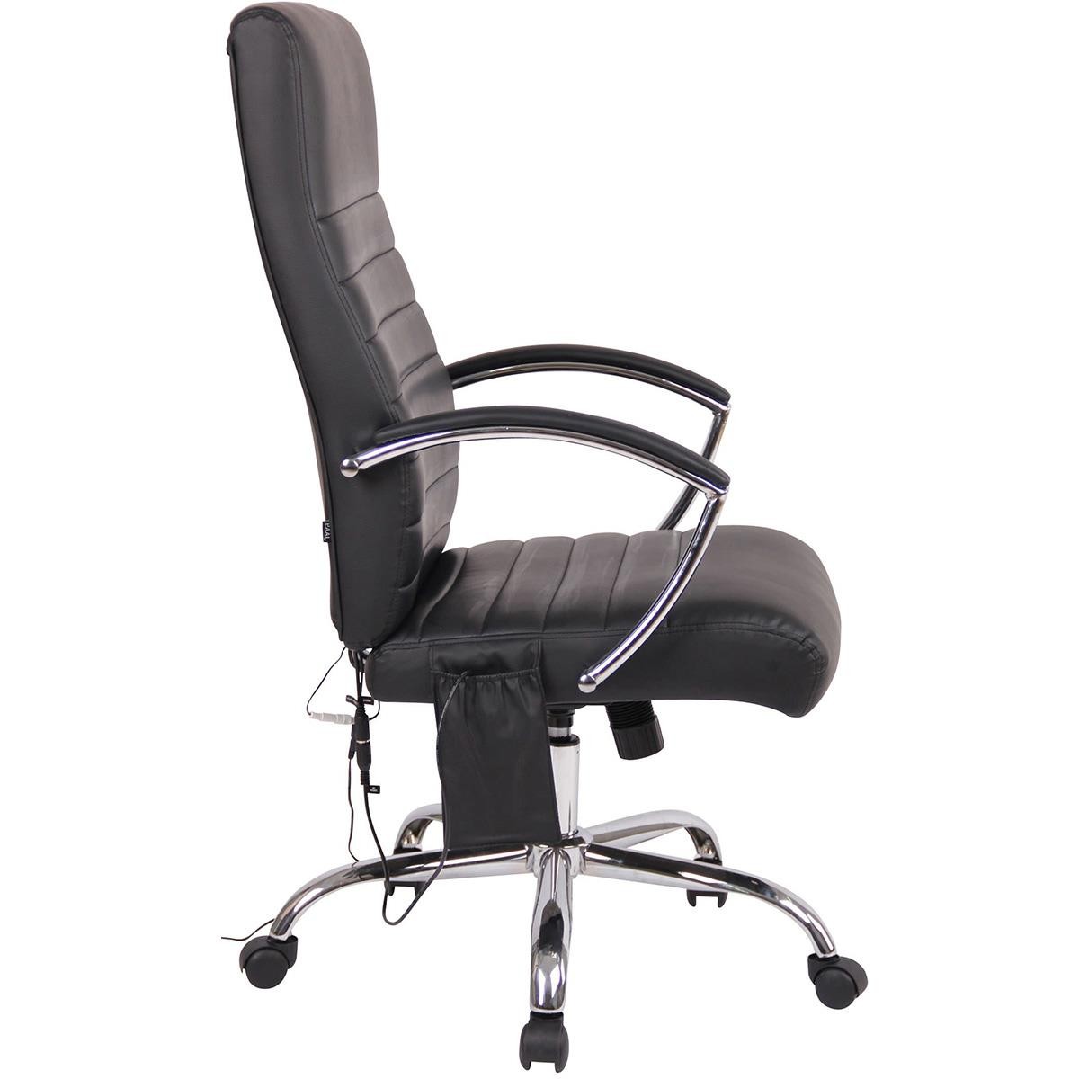Silla de Oficina VALANTY MASAJE, Grueso Acolchado, Base Metálica, en Piel color Negro