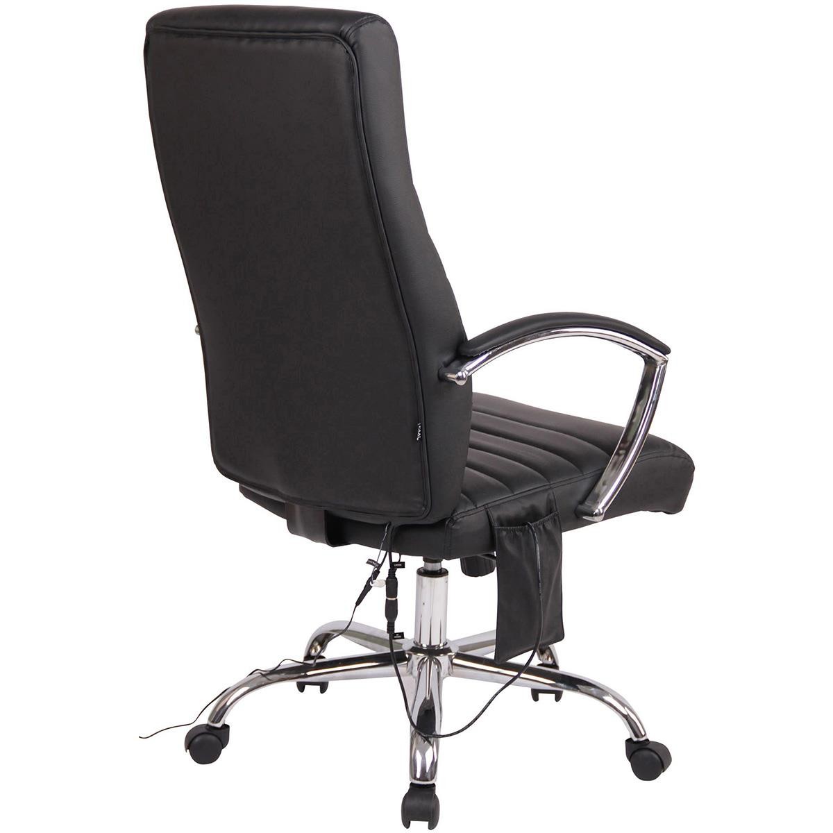 Silla de Oficina VALANTY MASAJE, Grueso Acolchado, Base Metálica, en Piel color Negro